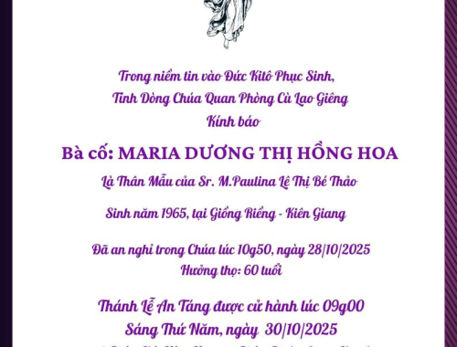 AI TÍN - THÂN MẪU SR. M. PAULINA LÊ THỊ BÉ THẢO